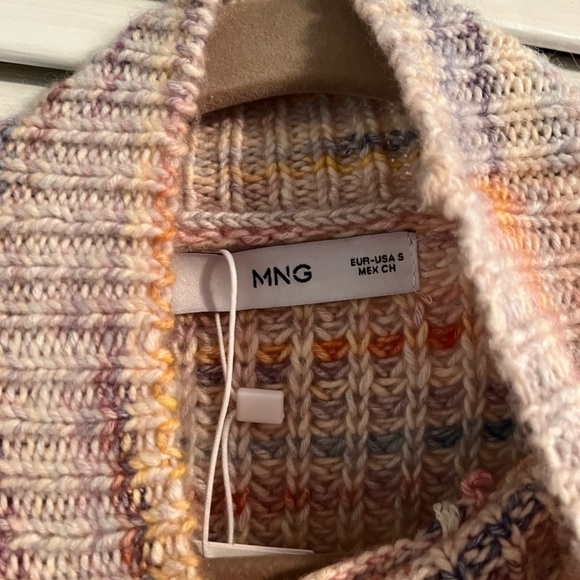 Mango Cream Cowl Turtleneck Sweater Chunky Knit - Picture 2 of 5